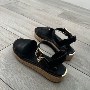 Michael Kors Black and Gold Platform Sandals